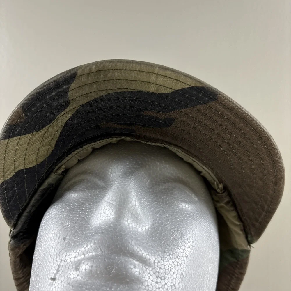 Army Cap Green U.S.‎ Military Hat Size 7 1/4 w/Ear Flap woodland camo VTG